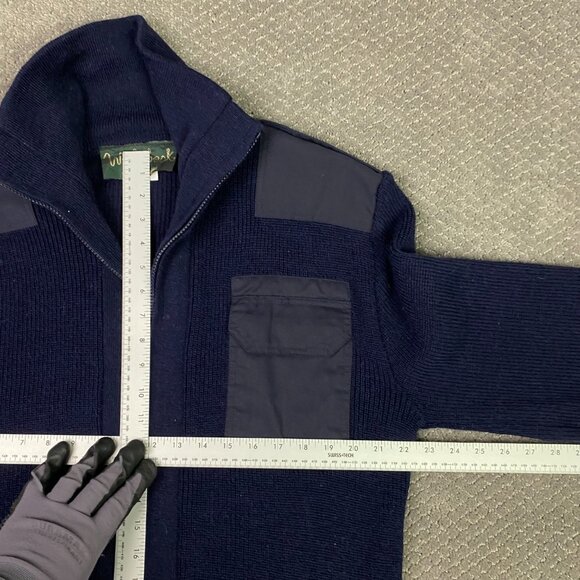 Woolyback Sweater Jacket Men's Medium Navy Blue Wool Full Zip Made in England - Picture 8 of 13